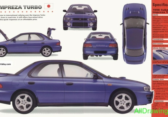 Subaru Impreza Turbo (1998) (Субару Импреза Турбо (1998)) - чертежи (рисунки) автомобиля